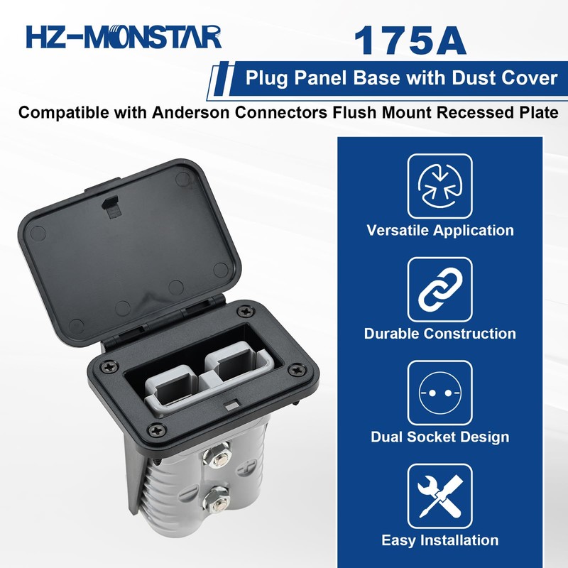 HZ-MONSTAR 175A Plug Mounting Panel with Dust Cover, 2Pcs Plug