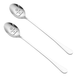 Jagowa 2 Pcs Stainless Steel Coffee Spoons "You are My Sunshine" Couple Family Cutlery Couple Gifts, Engraved Teaspoon, Long-Handled Ice Cream Spoon