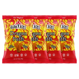 Vegan Rob's Dragon Puffs Baked Firey Bites with Clean & Sustainable Ingredients - Healthy Snacks for Kids & Adults - Plant Based & Gluten Free - 4 Count (3.5 Ounce)