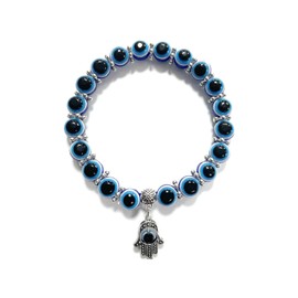 Blue Evil Eye Bracelet, Turkish lucky Blue Eye Bracelet for Women Men for Protection and Blessing (8mm)