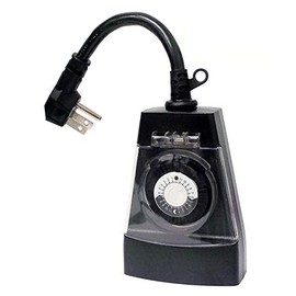 Mechanical timer with 3 pins (2 outlets) outdoor use with extension cable and plug