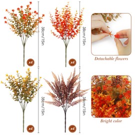 Woltoy Autumn Artificial Flowers 16 Pcs Autumn Decorations Outdoor Indoor