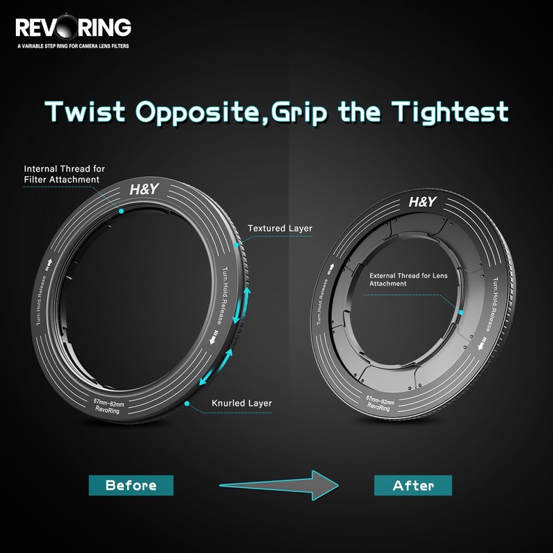 H&Y Step Up Rings for Filters Adapter Variable Step Up