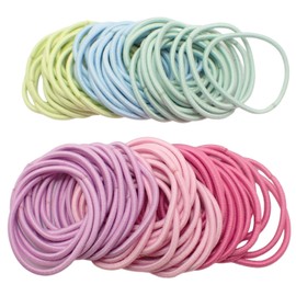 Topkids Accessories Pack of 100 Hair Bands, Hair Bands, Elastic Hair Bobbles, Thin Hair Ties, Thick Hair Scrunchies, Hair Bobbles (3mm, Pastel Colours)