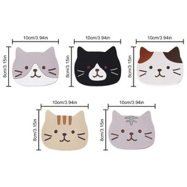 5PCS Cute Cat Coasters Reusable Washable Non-Slip Beverage Mats For Coffee Cups Tea Cups Beverage Cups Wine Protection Suitable For Office Desks Coffee Tables Restaurants Decoration