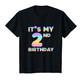 Kids Fidget Toy Pop It Birthday Party 2nd Birthday Rainbow Popit T-Shirt