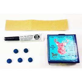 5 X 9.5mm Tweeten ELK MASTER Leather Snooker Pool Cue Tips - FREE C&C Cue Tip Gel Glue