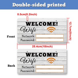 WiFi Sign for Restaurant Home Business Centerpieces 10x5 Inch WiFi Password Hanging Plaque for Cafe Visitors Guests WiFi Decorations Home Decor Internet Password Sign Double Sided Sign