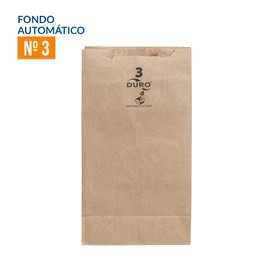 Bolsas de Papel Kraft Biodegradables Fondo Automático. Ideales para Alimentos, Restaurantes y Cafeterías. Bolsa Color Marrón #3 de 12 x 7.5 x 21.5 cm 100 piezas.