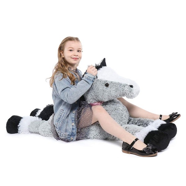 Tezituor Giant Horse Stuffed Animal, Large Pony Grey Plush Toy Horse, Big Gift for Kids,47 Inches