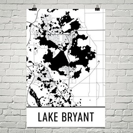 Lake Bryant Florida, Lake Bryant FL, Ocala FL Map, Florida Decor, Lake Map, Bryant Lake Art, Art, Cottage Decor, Lake Bryant Fishing Poster 12"x18"