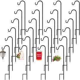 Hicarer 24 Pack Shepherds Hooks Outdoor Plant Hanger Hook 32 Inch Metal Shepherd's Hook Black Garden Bird Feeder Pole for Hanging Solar Lanterns Flower Basket Jars Christmas Lights Wedding Decor