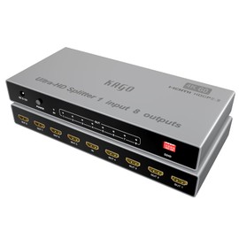 KAGO HDMI Splitter -1 in 8 Out TV Splitters Premium Quality High Resolutions Support HDMI 2.0, HDCP 2.2, 18 Gbps 4K@60Hz 2k@120Hz 36-Bit Deep Color UltraHD,Plug&Play