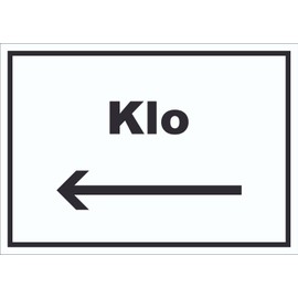 HB-Druck Klo Schild mit Text und Richtungspfeil Links WC Toilette waagerecht A3 Rückseite selbstklebend