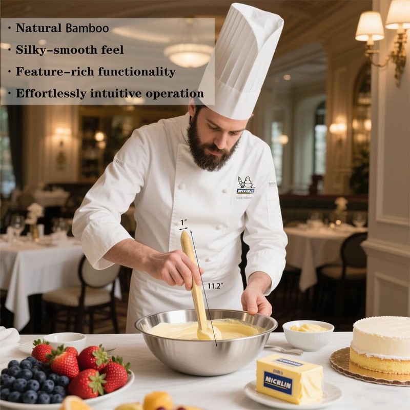 Golyhel 2 PCS 11'' Bamboo Spurtle,Sourdough Spatula Bread Mixing Stir