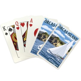 Lantern Press Orcas Island, Washington, Sailing Scene (52 Playing Cards, Poker Size Card Deck with Jokers)