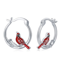 Cardinal Earrings Sterling Silver Hypoallergenic Hoop Earrings for Sensitive Ears Cardinal Jewelry Gifts for Women s