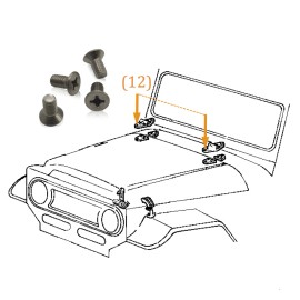 Overland Metric FJ40 Pre '78 Hood Hinge Stainless 316 Screw Bolt Hardware Kit Land Cruiser