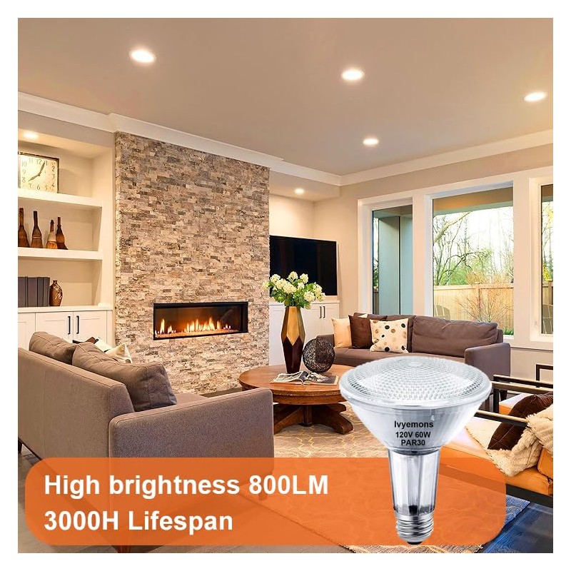 Ivyemons PAR30 Long Neck Halogen, 60W - 6 Pack PAR30