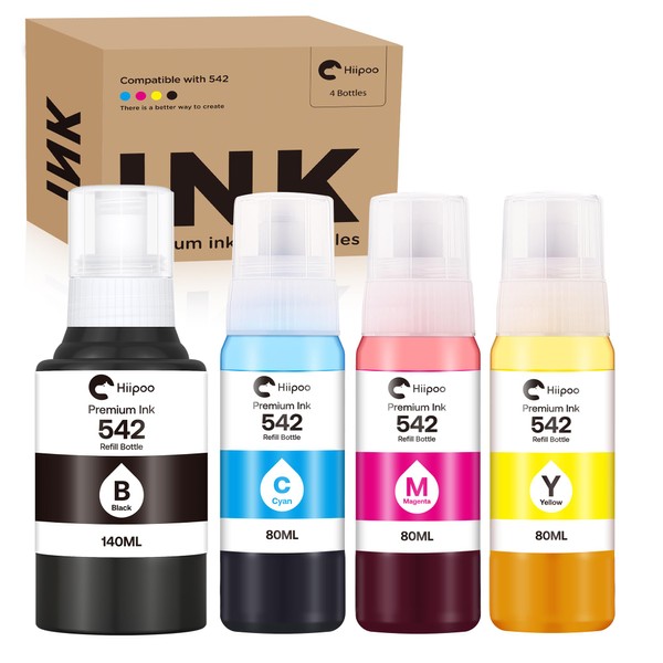 Hiipoo Compatible Epson 542 Pigment Ink Refill High Capacity Bottle