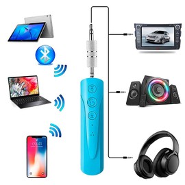 OcioDual Bluetooth 4.1 Receiver Blue Adapter Music Audio Stereo Wireless Hands-Free Function for Aux IN Radio Car
