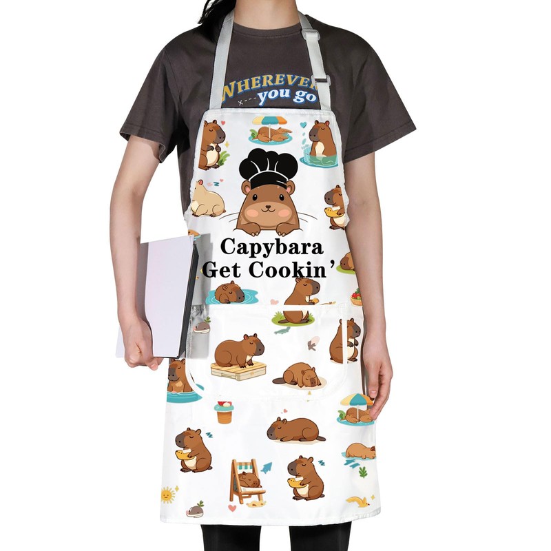MYSOMY Capybara Kitchen Apron Capybara Cooking Apron Capybara Get Cookin’