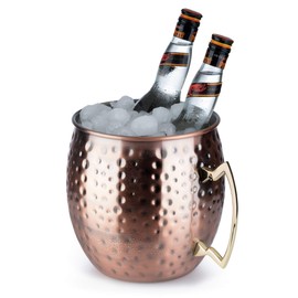 Buddy´s Bar - Moscow Mule Bottle Cooler, 5 Litre Volume, Premium Stainless Steel Cooler, Food Safe, Hammered Effect, Giant Cocktail Cup, Hammered Antique Copper (1 Pack)