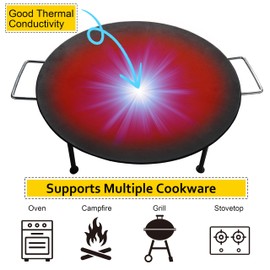 BBQCuker 18"Campfire Grill Griddle, Cast Iron Grill Pan with Handles, 3 Removable Legs, Fire Pit Grill,Campfire Cooking Equipment,Griddle for Gas Grill and Outdoor BBQ