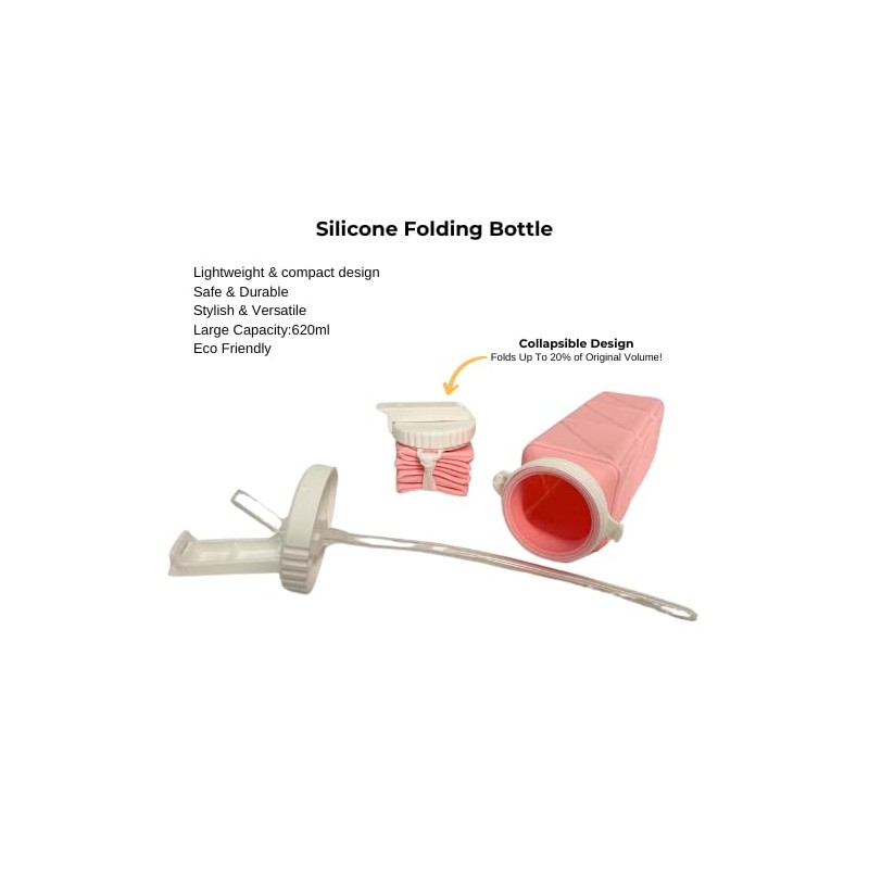 FlexiHydrate 620ml Outdoor Running Folding Water Bottle (Pink)