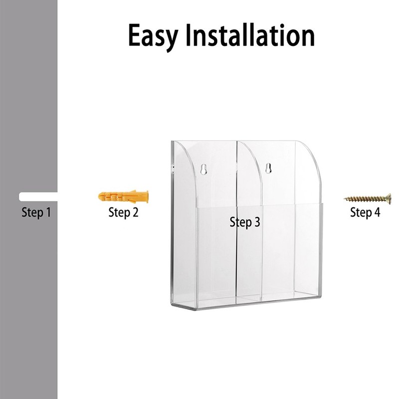 BTSKY Wall Mount Acrylic Remote Control Holder Clear Media Storage