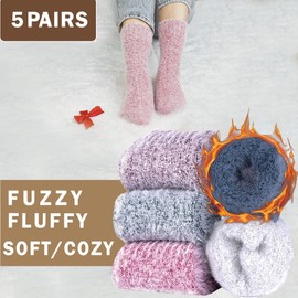 5 Pairs Fuzzy Soft Cozy Comfortable Socks for Women, Casual Sleep Comfy Socks, Perfect Warm Winter Gifts for Women