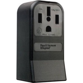 Legrand Pass & Seymour 3854CC6 50 Amp 125/250V 3 Pole 4 Wire Range Power Outlet Surface Receptacle, NEMA 14 50R, Black (1 Count)
