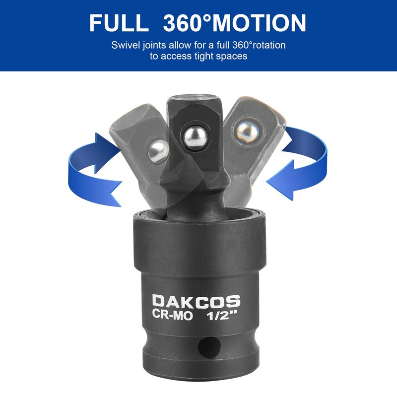 DAKCOS Impact Universal Joint Socket Set, 3 Piece Swivel Socket