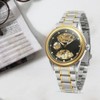 WINNER Men Hollow Mechanical Waterproof Watch Wristwatch (Black Dial Gold
