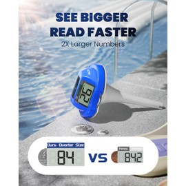 BALDR Pool Thermometer Floating Easy Read, Solar Digital Pool Thermometer with Dual Large Screens, IPX7 Water Temperature Gauge for Inground Above Ground Pools & Spas (Darkblue)