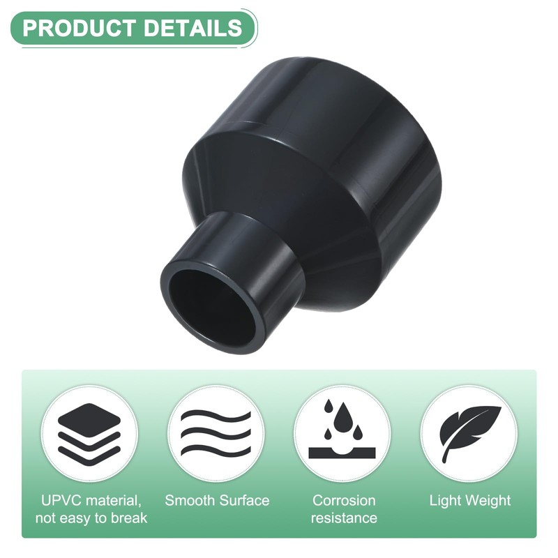 M METERXITY 2-Pack UPVC Reducer Pipe Fitting, DN40x20 Reducing Coupling