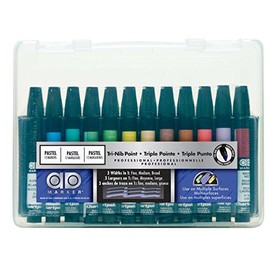 AD Marker The Original Chartpak Tri-Nib, 12 Assorted Pastel Colors in Plastic Carrying Case, 1 Each (AD12SETP)