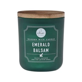 Decorware DW Home Holiday Scented Wooden Wick Candle Collection (Emerald Balsam, 11.5 oz)