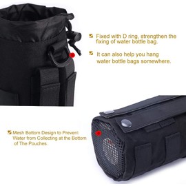 Upgraded Sports Water Bottles Pouch Bag, Tactical Drawstring Molle Water Bottle Holder Tactical Pouches, Travel Mesh Water Bottle Bag Tactical Hydration Carrier