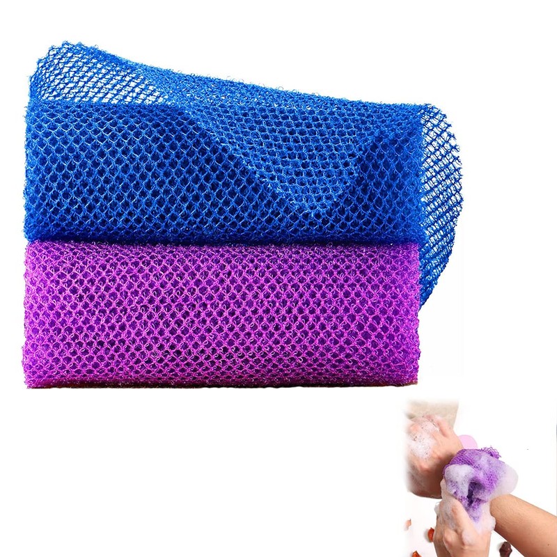 2 Pieces African Mesh, Body Scrub, Sponge Bath Exfoliating Shower