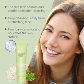 Espuma Limpiadora Equilibradora de pH con Frijol Mungo - Limpiador Facial Diario Suave para Piel Sensible, Limpieza Profunda de Poros, Elimina Impurezas y Exceso de Sebo, Calma e Hidrata, No Reseca, Sensación Refrescante