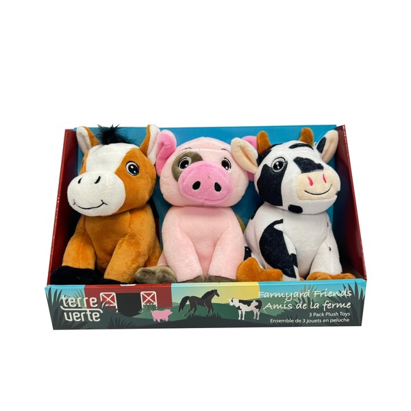 Terre Verte Farmyard Friends Dog Plush Toys, Soft, Washable &