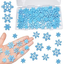 HADDIY Plastic Mini Snowflakes for Craft,60 Pcs Small Blue Glitter Snowflake for Christmas Embellishments and Winter Party DIY Craft Decoration-3 Different Size