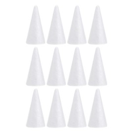 SEWACC 12pcs Foam Cones for DIY Arts and Crafts White Styrofoam Cones Christmas Tree Foam Cones for Craft Project Table Centerpiece Holiday Decor (10 x 5.5cm)