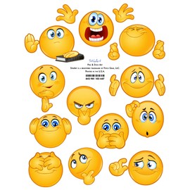 StikArt Removable Emoji Stickers Wall Safe Decals for Laptops & Mobile Phones (Set #3)