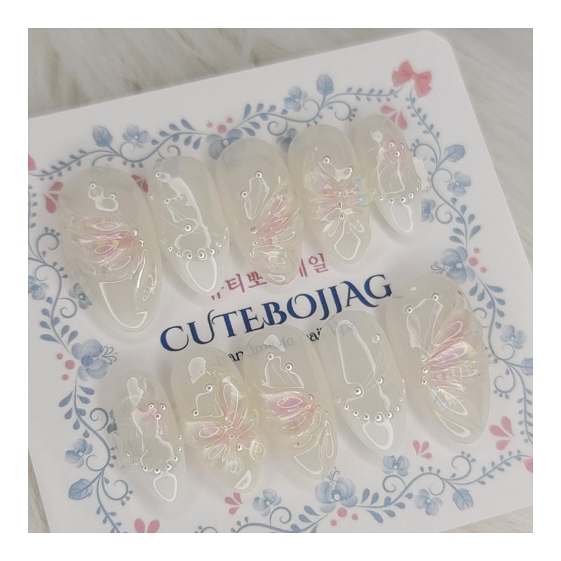 Iridescent Wing Handmade Nail Tips - Water Drop / 이리데슨트