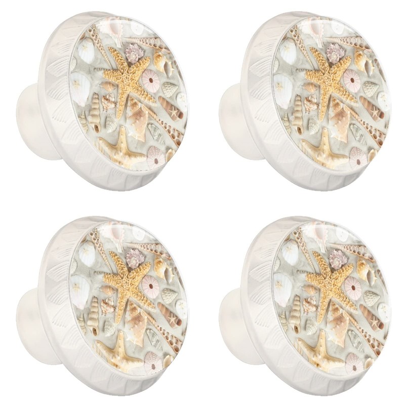 NEWzone 4 Pack Dresser Drawer Cabinet Knobs Seashells on a