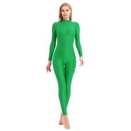 speerise - overol ajustado para mujer con cuello alto y cierre de una pieza, Verde, M