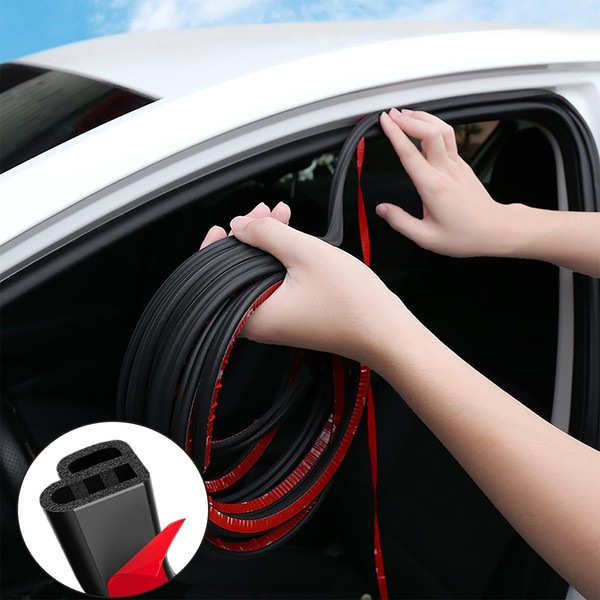 Car Door Seal Strip 32.8Ft Automotive Weather Stripping Double Layer L Shape Universal Self Adhesive Auto Door Soundproofing Weatherstrip for Car Door Tailgate (10M/32.8Ft)