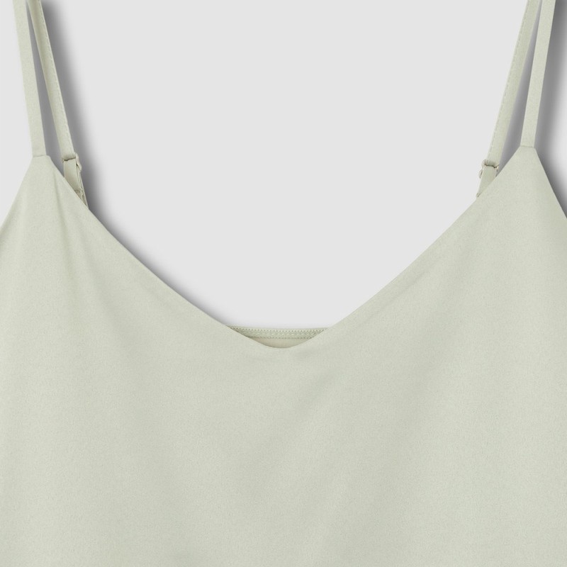 JAJU [JAJU] Women's Satin Stretch Slip Dress_Khaki Gray